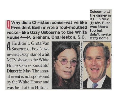 Osbourne, Ozzy / Ozzy at the White House | with George H. Bush / 2002