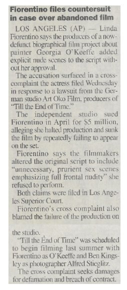 Fiorentino, Linda / Fiorentino Files Countersuit in Case Over Abandoned Film / 2001