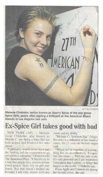 Spice Girls / Ex-Spice Girl Takes Good with Bad | Melanie Chisolm / 2001