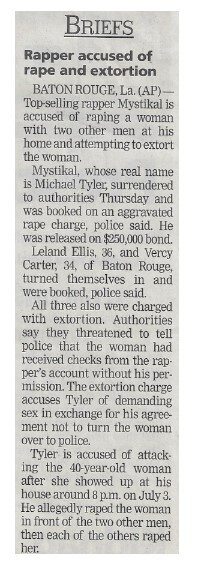 Mystikal / Rapper Accused of Rape and Extortion / 2002