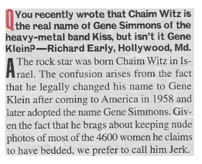 Kiss / Real Name of Gene Simmons / 2002