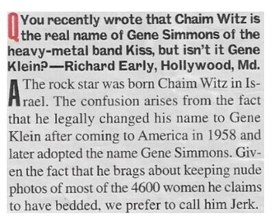 Kiss / Real Name of Gene Simmons / 2002