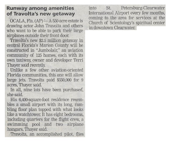 Travolta, John / Runway Among Amenities of Travolta's New Getaway / 2002
