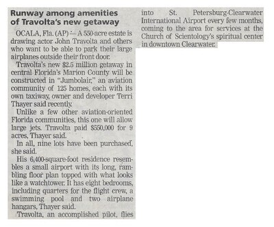 Travolta, John / Runway Among Amenities of Travolta's New Getaway / 2002