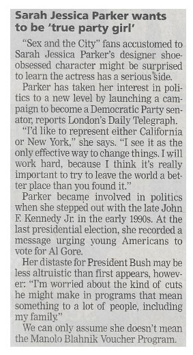 Parker, Sarah Jessica / Sarah Jessica Parker Wants to Be a True Party Girl / 2002