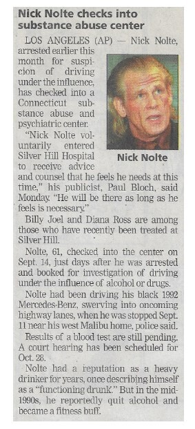 Nolte, Nick / Nick Nolte Checks Into Substance Abuse Center / 2002