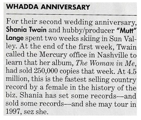 Twain, Shania / Whadda Anniversary / 1996