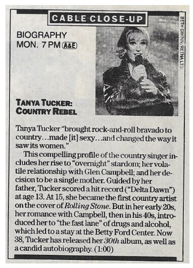 Tucker, Tanya / Biography - Country Rebel (Cable Close-Up) / 1997