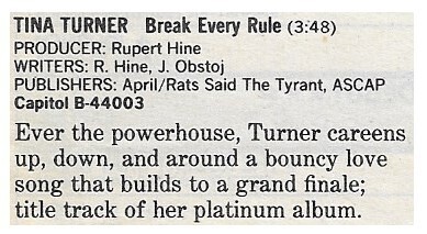 Turner, Tina / Break Every Rule / 1987