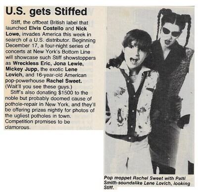 Sweet, Rachel / U.S. Gets Stiffed | with Lene Lovich / 1978