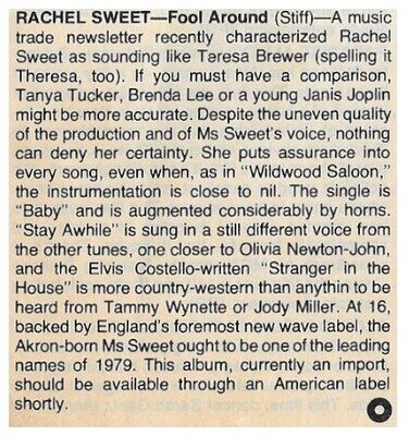 Sweet, Rachel / Fool Around / 1979