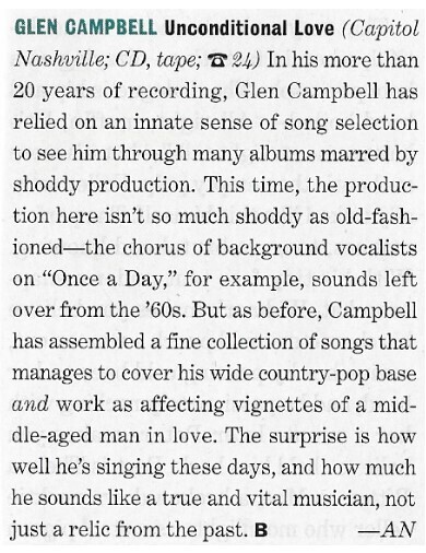 Campbell, Glen / Unconditional Love / 1991