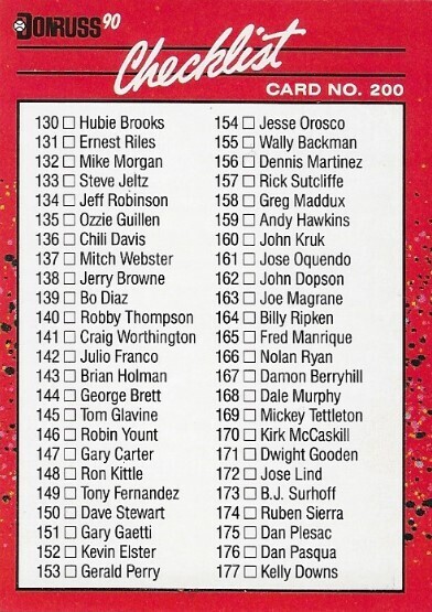 Donruss / 1990 Checklist (130-231) | Donruss #200