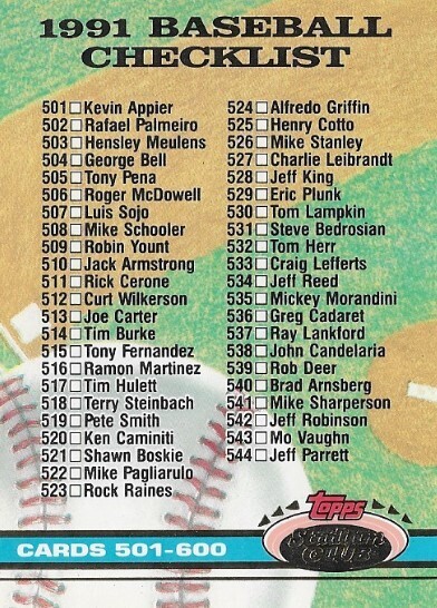 Stadium Club / 1991 Checklist (501-600) | Stadium Club #600