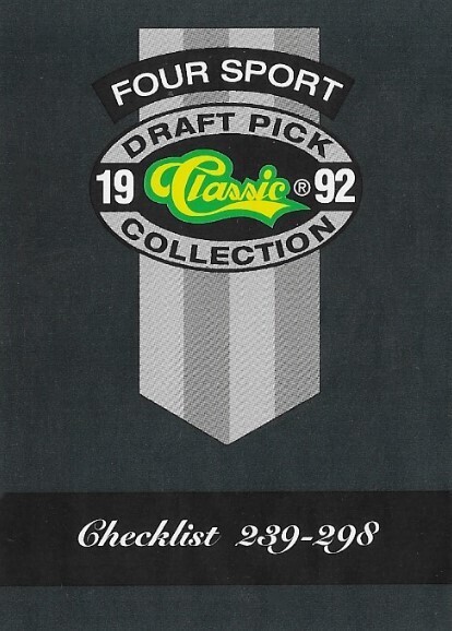 Classic / 1992 Checklist (239-298) | Classic Four Sport #324