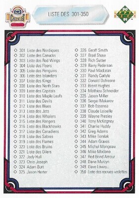 Upper Deck / 1990-91 Checklist (301-400) | Upper Deck #400 | French