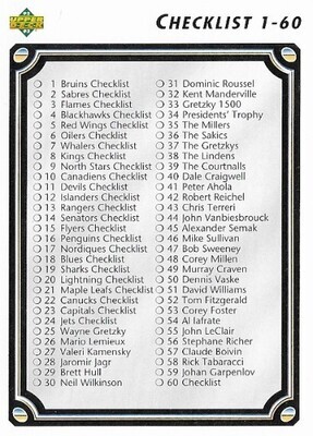 Upper Deck / 1992-93 Checklist (1-110) | Upper Deck #60