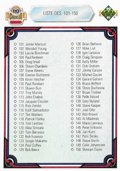 Upper Deck / 1990-91 Checklist (101-200) | Upper Deck #200 | French