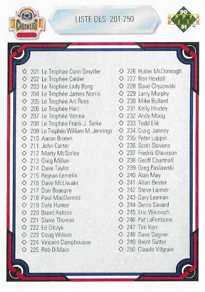 Upper Deck / 1990-91 Checklist (201-300) | Upper Deck #300 | French