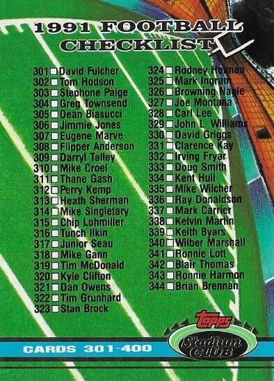 Stadium Club / 1991 Checklist (301-400) | Stadium Club #499