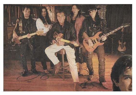 Swayze, Patrick / Holding Guitar, with Band / 1988