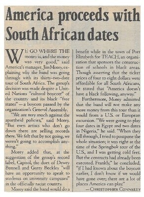 America / America Proceeds with South African Dates / 1981