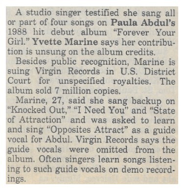 Abdul, Paula / A Studio Singer Testified / 1993