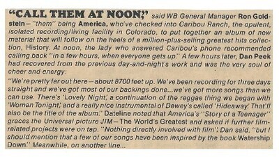 America / Call Them at Noon! / 1976