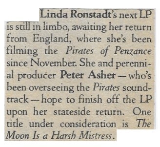 Ronstadt, Linda / Next LP is Still in Limbo / 1982