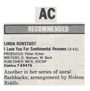 Ronstadt, Linda / I Love You For Sentimental Reasons / 1987