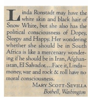 Ronstadt, Linda / Money, War and Rock and Roll / 1983