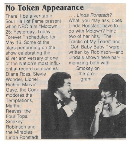 Ronstadt, Linda / No Token Appearance - with Smokey Robinson / 1983