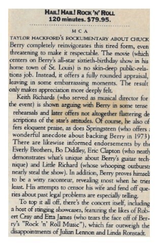 Berry, Chuck / Hail! Hail! Rock 'n' Roll / 1988