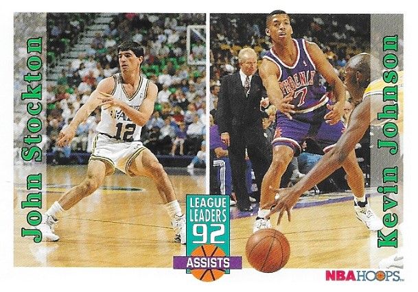 Stockton, John / 1992-93 Utah Jazz / Hoops #326 / with Kevin Johnson