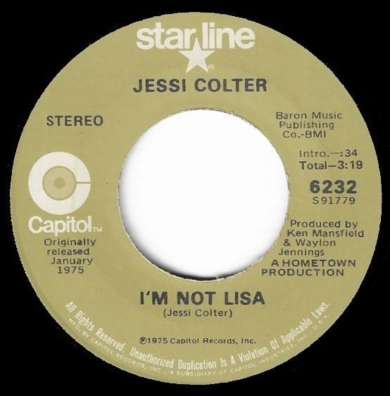 Colter, Jessi / I'm Not Lisa / Capitol (Starline) 6232