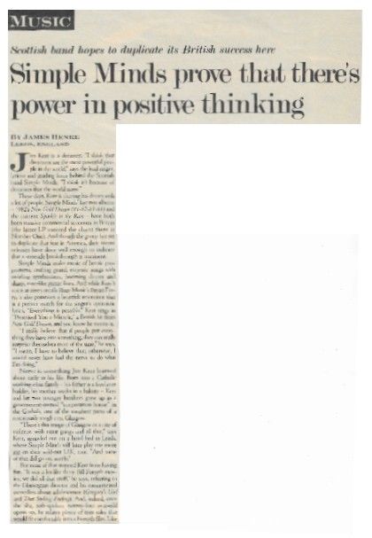 Simple Minds / Simple Minds Prove That There's Power in Positive Thinking / 1984