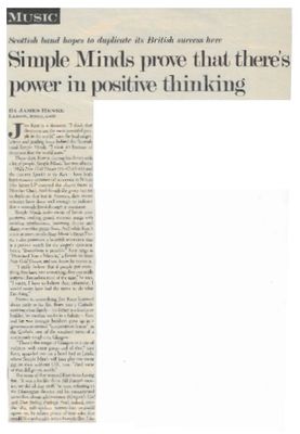 Simple Minds / Simple Minds Prove That There's Power in Positive Thinking / 1984