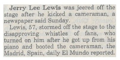 Lewis, Jerry Lee / Jeered Off the Stage / 1993