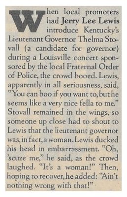 Lewis, Jerry Lee / Jerry Lee Lewis Introduced Thelma Stovall / 1979