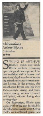 Blythe, Arthur / Elaborations / 1982