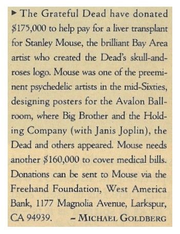 Grateful Dead / Donation for Stanley Mouse / 1993
