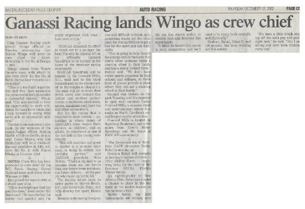 Wingo, Donnie / Ganassi Racing Lands Wingo As Crew Chief / 2002