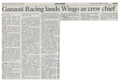 Wingo, Donnie / Ganassi Racing Lands Wingo As Crew Chief / 2002