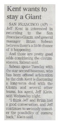 Kent, Jeff / Kent Wants to Stay a Giant / 2002