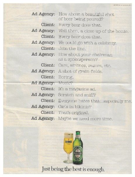 Heineken / Just Being the Best is Enough / 1993