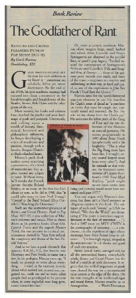 Marcus, Greil / The Godfather of Rant / 1993