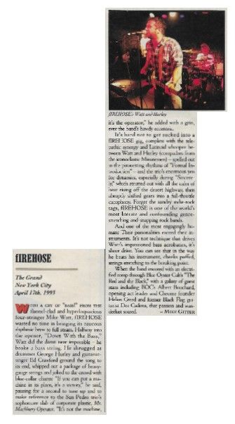 Firehose / New York City--The Grand / 1993