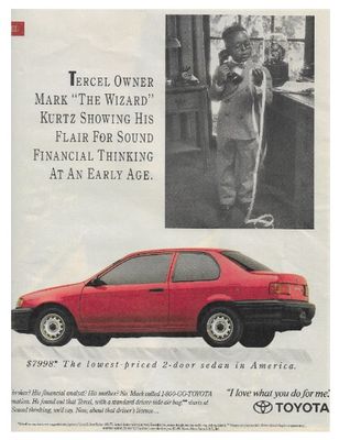Toyota / Tercel--The Lowest Priced 2-Door Sedan in America / 1993