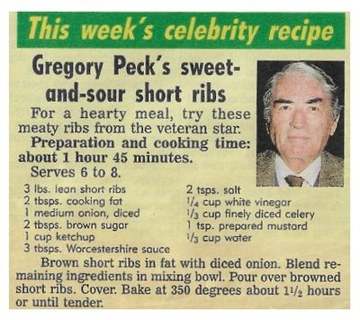 Peck, Gregory / Gregory Peck's Sweet-and-Sour Short Ribs / 1993