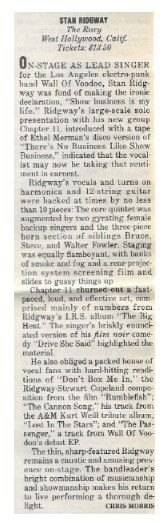 Ridgway, Stan / The Roxy / 1986